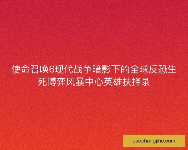 使命召唤6现代战争暗影下的全球反恐生死博弈风暴中心英雄抉择录