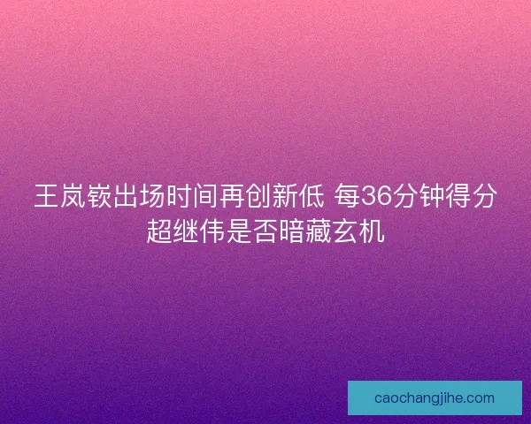 王岚嵚出场时间再创新低 每36分钟得分超继伟是否暗藏玄机