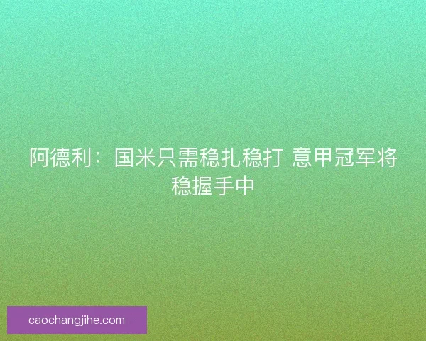阿德利：国米只需稳扎稳打 意甲冠军将稳握手中